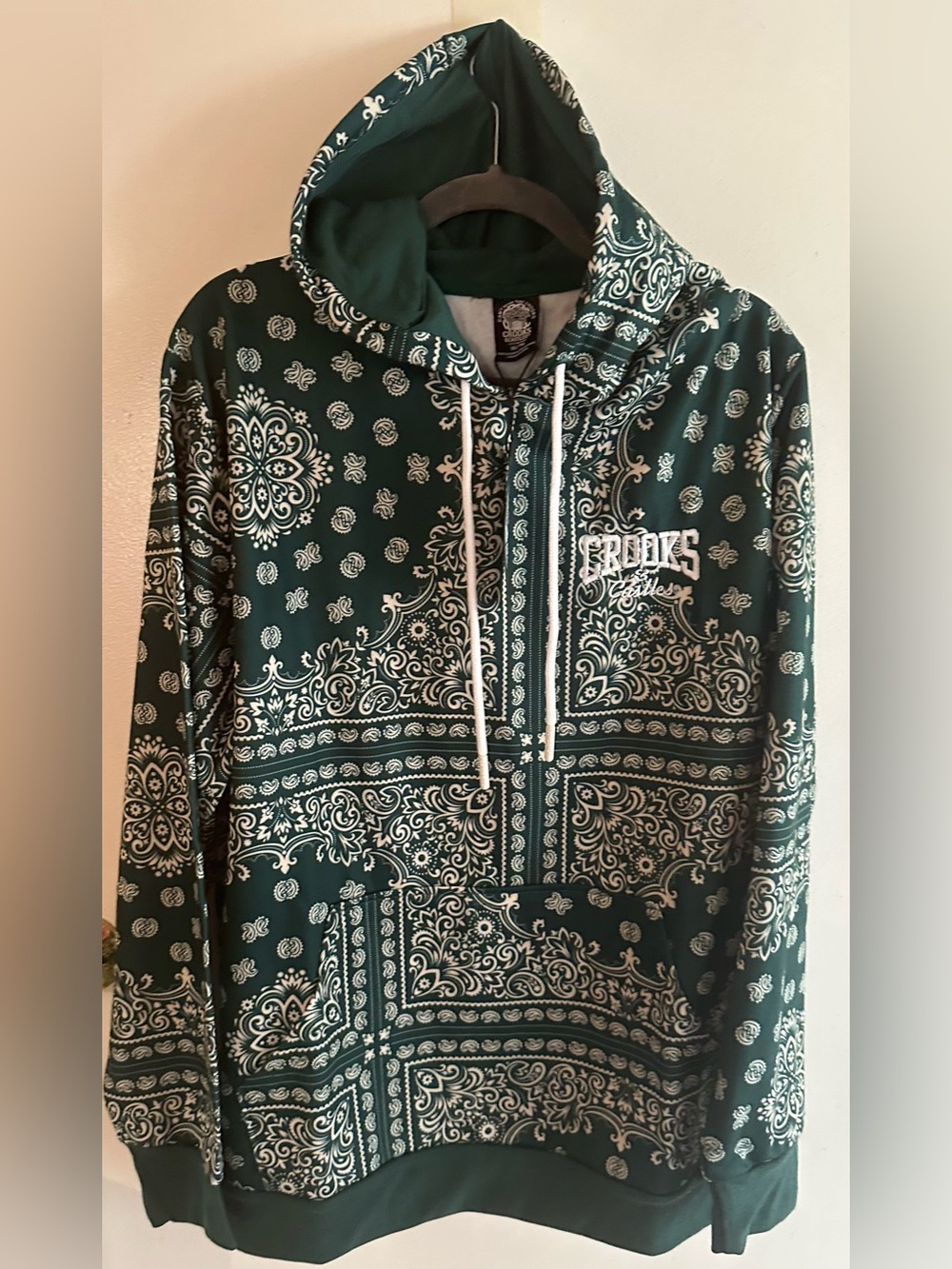 Crooks & Castles Green  Bandana-Print Pullover Hoodie